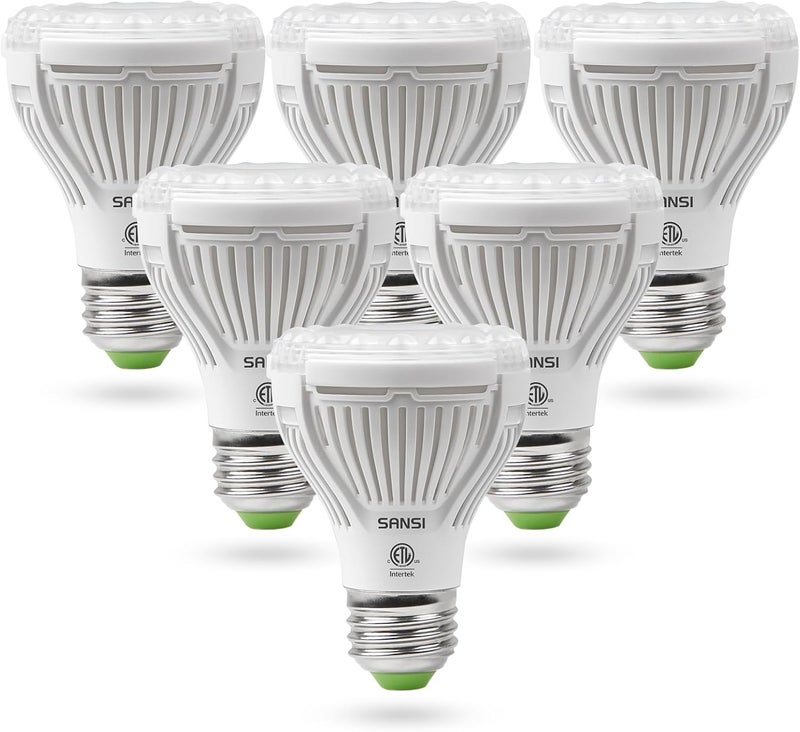 Sansi مصباح نمو LED للبذور والخضروات، ضوء نمو كامل الطيف 10 واط (ما يعادل 150 واط) مع عدسة بصرية للنباتات الداخلية، PPFD عالي، قاعدة E26، عبوة 6 قطع - Image 1